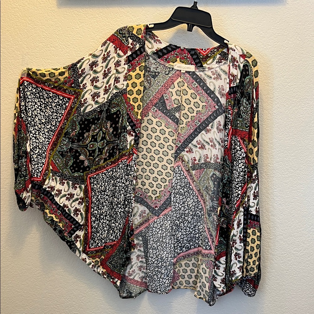 Multicolor Patchwork Kimono Top